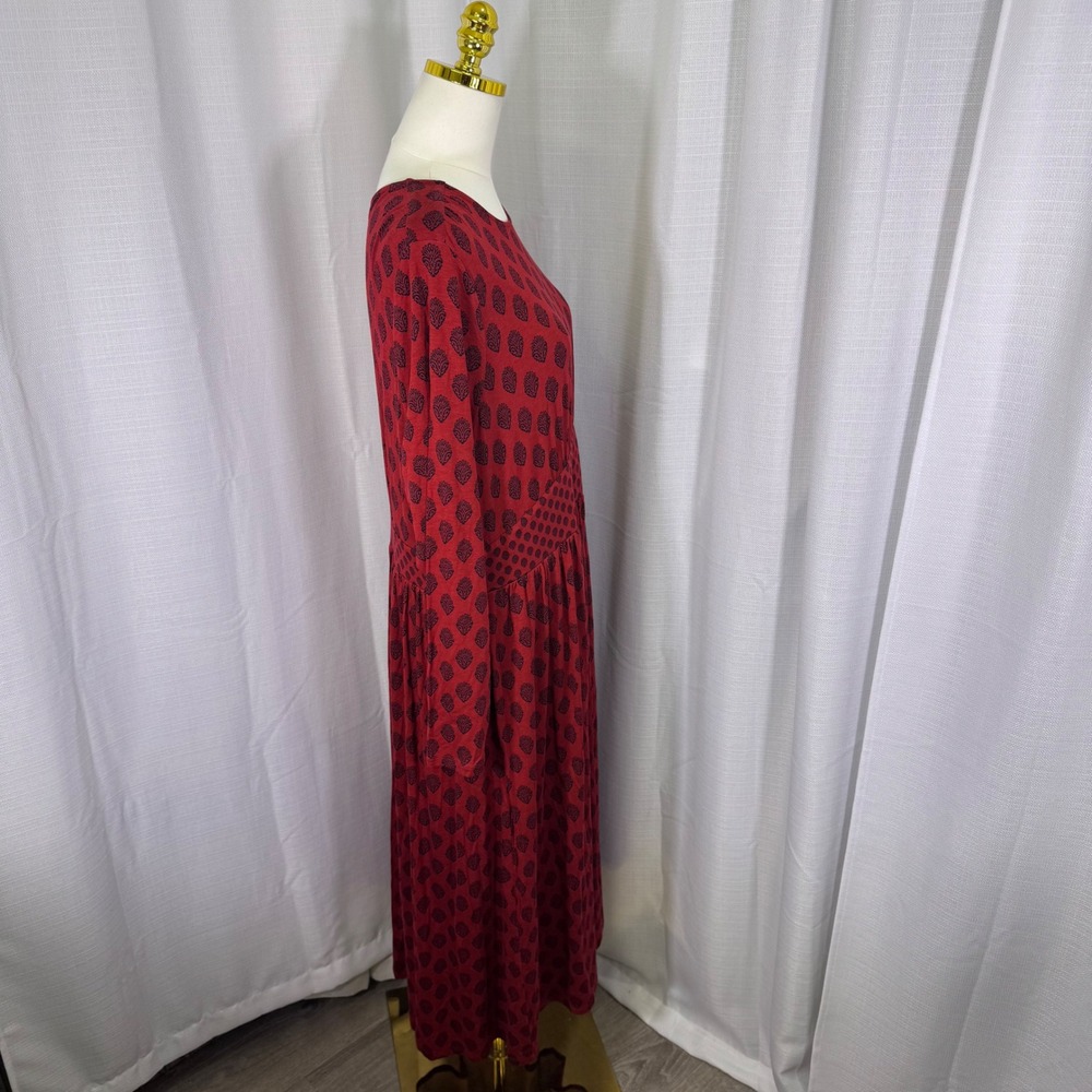 NEW Boden Thea Jersey Midi Dress Womens 20-22R Block Print Long Sleeve Pocket - Picture 12 of 12